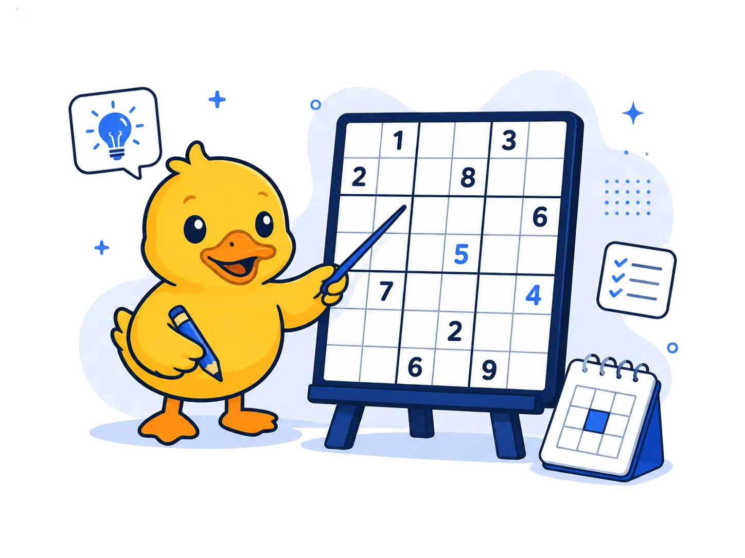Sudoku Duck printable Sudoku sheets illustration